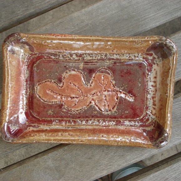 TRINKET RING DISH RECTANGULAR HANDMADE SIGNED - Picture 1 of 4